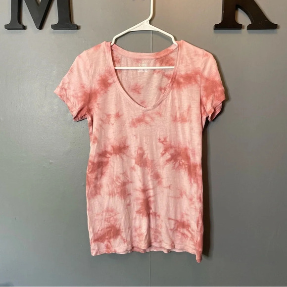 PINK Victoria's Secret Tops - Victoria’s Secret PINK pink tye dye vneck short sleeve shirt size xs